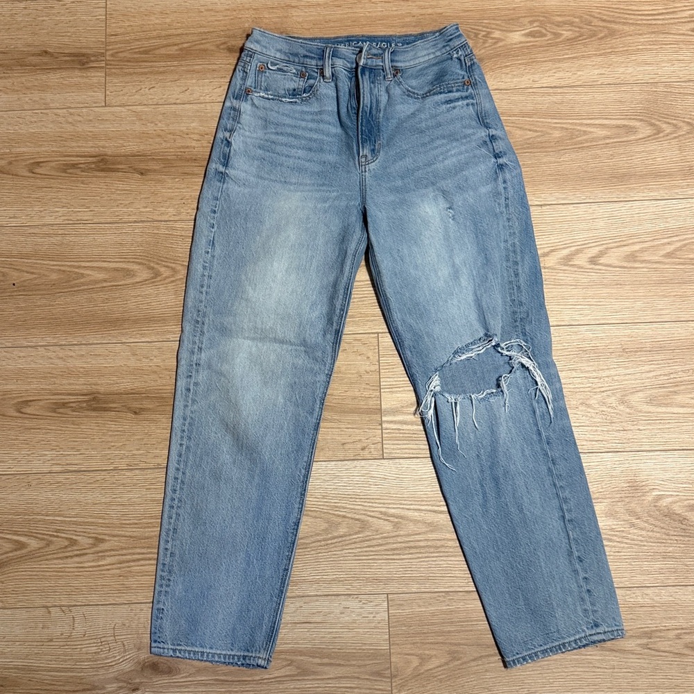 American Eagle Outfitters Light Blue Destroyed Denim Jeans ‘90’s Boyfriend